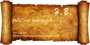 Héra Bertold névjegykártya